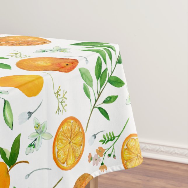 Orange Citrus Sommer Floral Botanisches Muster Tischdecke (Beispiel)