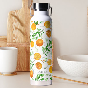 Orange Citrus Sommer Floral Botanisches Muster Trinkflasche