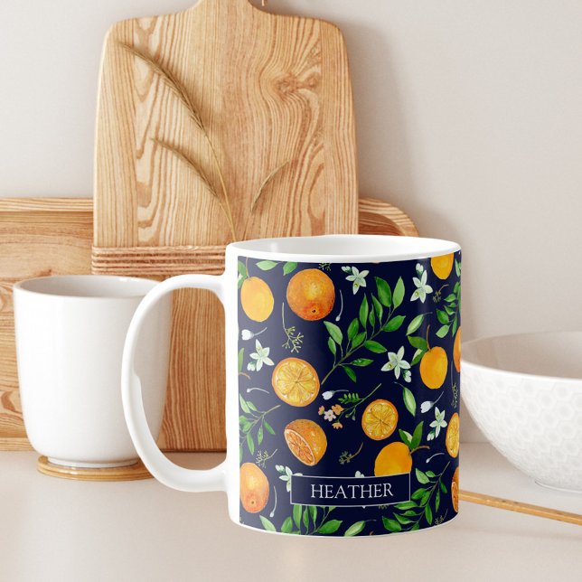 Orange Citrus Sommer Floral Muster Coff Kaffeetasse (In situ)