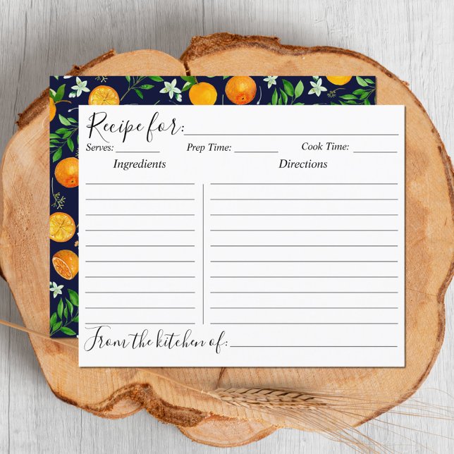 Orange Citrus Summer Floral Botanical Recicard (Close up)