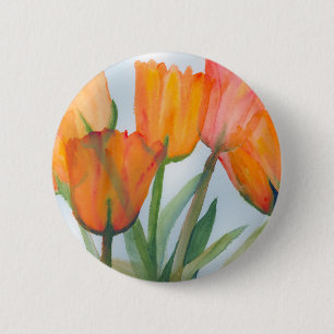 Orange Citrus Tulips Button