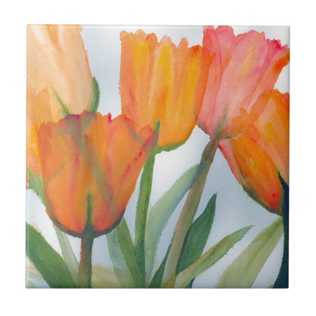 Orange Citrus Tulips Fliese (Vorderseite)