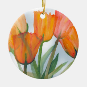 Orange Citrus Tulips Keramikornament