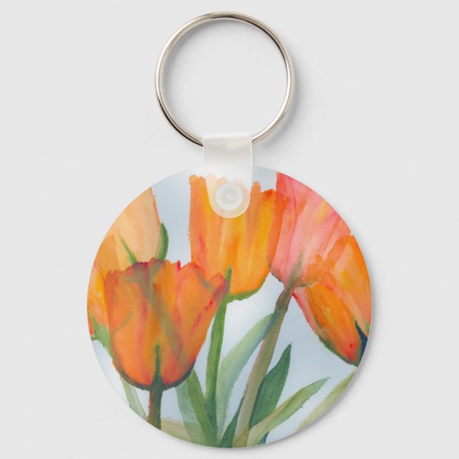 Orange Citrus Tulips Schlüsselanhänger (Vorderseite)