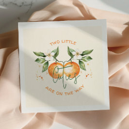 Orange Citrus Two Little Cuties Twin Baby Shower Serviette