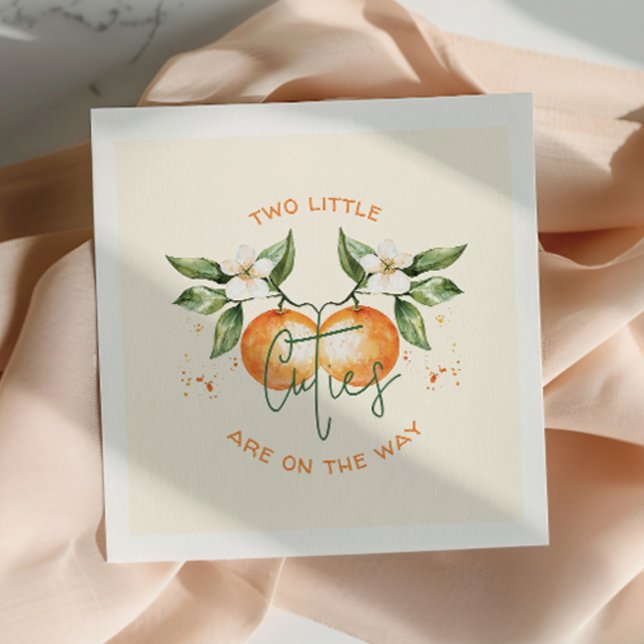 Orange Citrus Two Little Cuties Twin Baby Shower Serviette (Von Creator hochgeladen)
