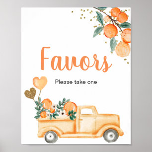Orange Citrus Vintage LKW Watercolor Gefallen Schi Poster