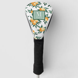 Orange Citrus Watercolor Monogram Golf Head Cover Headcover