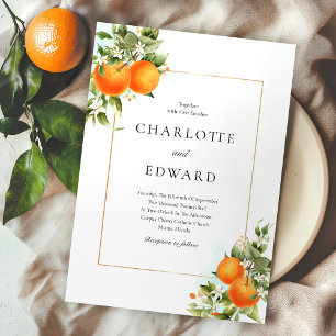Orange Citrus Watercolor Wedding Einladung