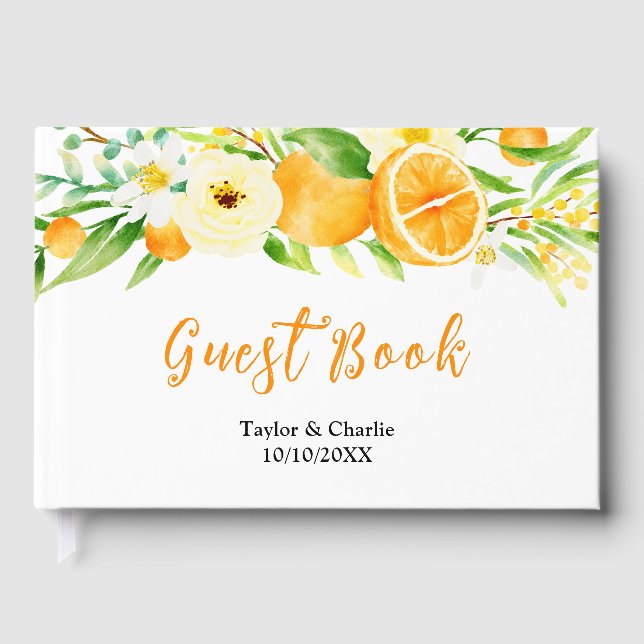 Orange Citrus Wedding Gästebuch (Vorderseite)