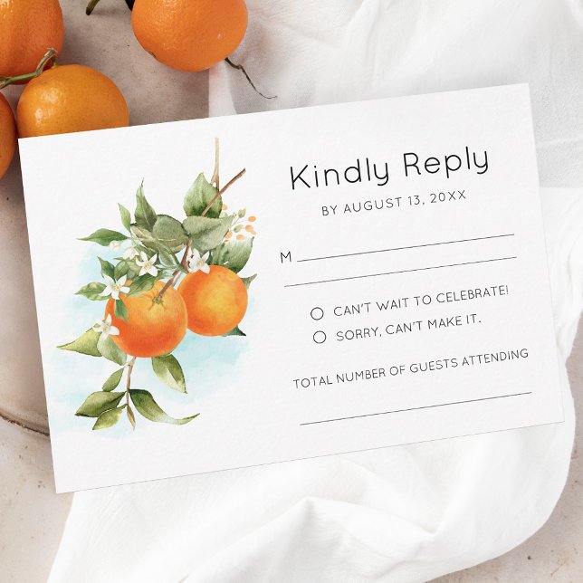 Orange Citrus Wedding RSVP Card Karte (Von Creator hochgeladen)