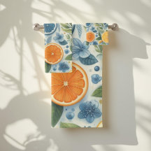 Orange Citrus Whimsical Watercolor Obstbäume & Blü