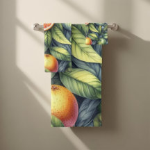 Orange Citrus Whimsical Watercolor Obstbäume & Blü