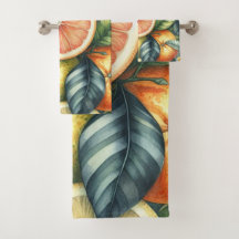 Orange Citrus Whimsical Watercolor Obstbäume & Blü