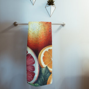 Orange Citrus Whimsical Watercolor Obstbäume & Blü Strandtuch