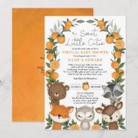 Orange Citrus Woodland Animals Virtual Baby Dusche
