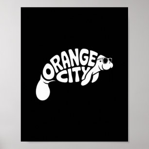 Orange City Manatee Orlando Florida Süßer Urlaub  Poster