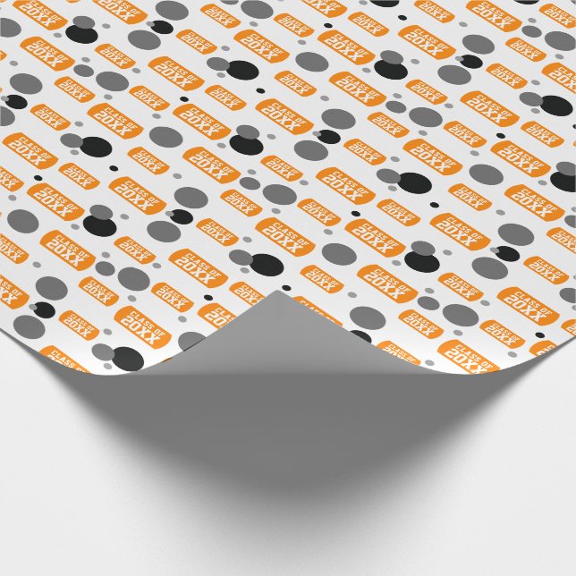 Orange "Class of" Hundeschema und Dotmuster Geschenkpapier (Ecke)