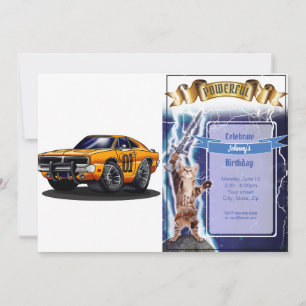 Orange Classic muscle car   - Choose back color Einladung