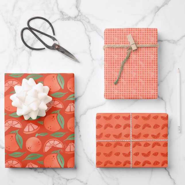 Orange Clementine Fruit Geschenkpapier Set (Vorderseite)