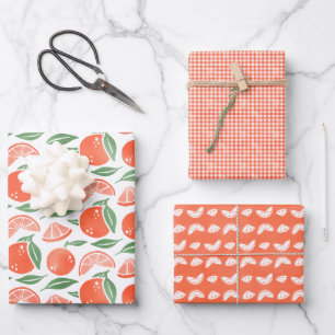 Orange Clementine Fruit Geschenkpapier Set