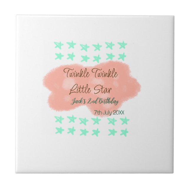 Orange clouds twinkle twinkle little stars green  fliese (Vorderseite)