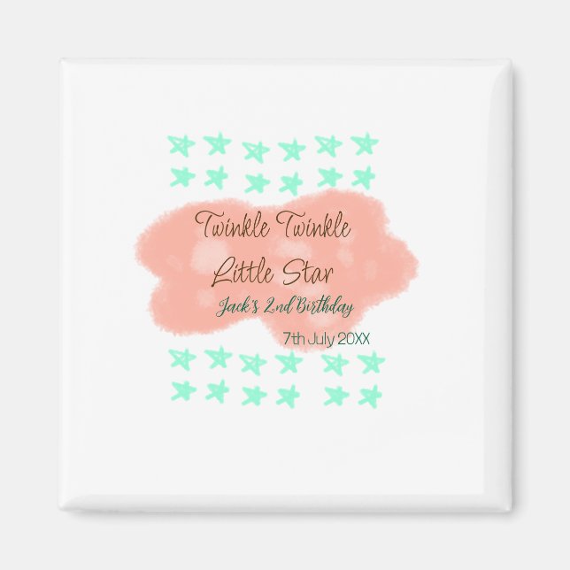 Orange clouds twinkle twinkle little stars green  magnet (Vorne)