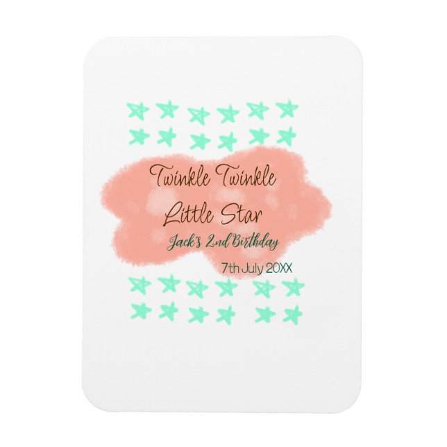 Orange clouds twinkle twinkle little stars green  magnet (Vertikal)