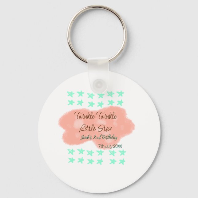 Orange clouds twinkle twinkle little stars green  schlüsselanhänger (Vorderseite)