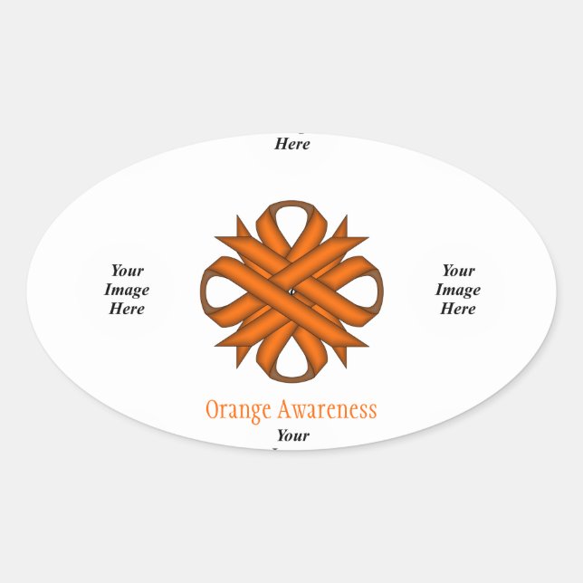 Orange Clover Ribbon Template by Kenneth Yoncich Ovaler Aufkleber (Vorderseite)