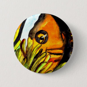 Orange Clown Aquarell Originale Malerei Button
