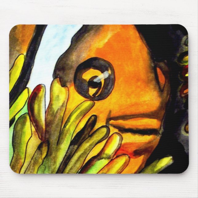 Orange Clown Aquarell Originale Malerei Mousepad (Vorne)