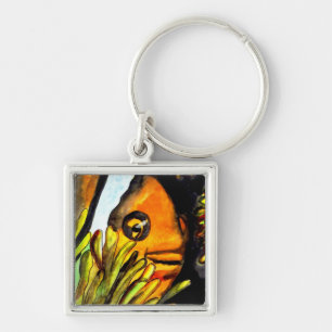 Orange Clown Aquarell Originale Malerei Schlüsselanhänger