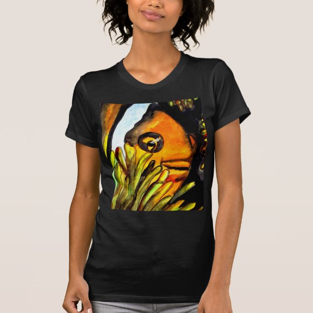 Orange Clown Aquarell Originale Malerei T-Shirt (Vorderseite)