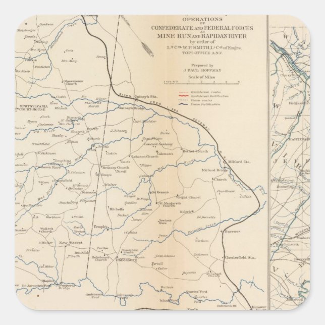 Orange Co, Va, Minenlauf, Rapidan River Quadratischer Aufkleber (Vorderseite)