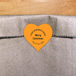 Orange Color Christmas Business Heftsticker Herz-Aufkleber<br><div class="desc">Frohe Weihnachten! Einer der bekanntesten Feiertage des Jahres. Es ist auch eine der besten Jahreszeiten für Werbung für Ihr Unternehmen. Herzform Aufkleber mit fröhlichen Weihnachtsgrüßen, Ihrem Firmennamen, Stadt oder Stadt und Staat. Sie können es als Zubehör für Ihr Produktverpackungsmaterial verwenden, um Ihren Produktnamen zu fördern. Sie können es auch als...</div>