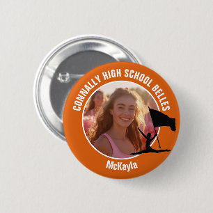 Orange Color Guard Foto High School Tänzerin Button