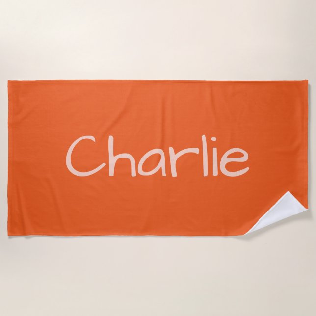 Orange Color Individuelle Name Strandtuch (Vorderseite)