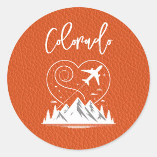 Orange Colorado Passport Runder Aufkleber