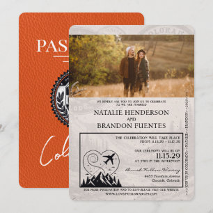Orange Colorado Passport Wedding Einladung