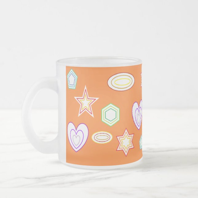 Orange colour Shapes mug Mattglastasse (Links)