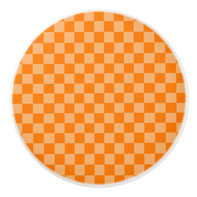 Orange Combination Checkerboard von ShirleyTaylor Keramikknauf (Vorderseite)