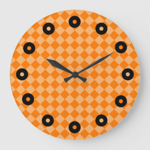 Orange Combination Diamond Pattern von STaylor Große Wanduhr
