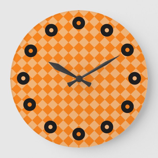 Orange Combination Diamond Pattern von STaylor Große Wanduhr (Vorderseite)