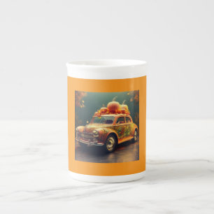 Orange Compact Car Pumpkins oben Prozellantasse