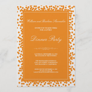 Orange Confetti-Abendessen-Party Einladung