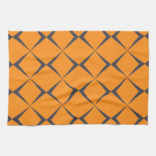Orange, cool, schlicht, trendig, Zickzack Formen Geschirrtuch (Horizontal)