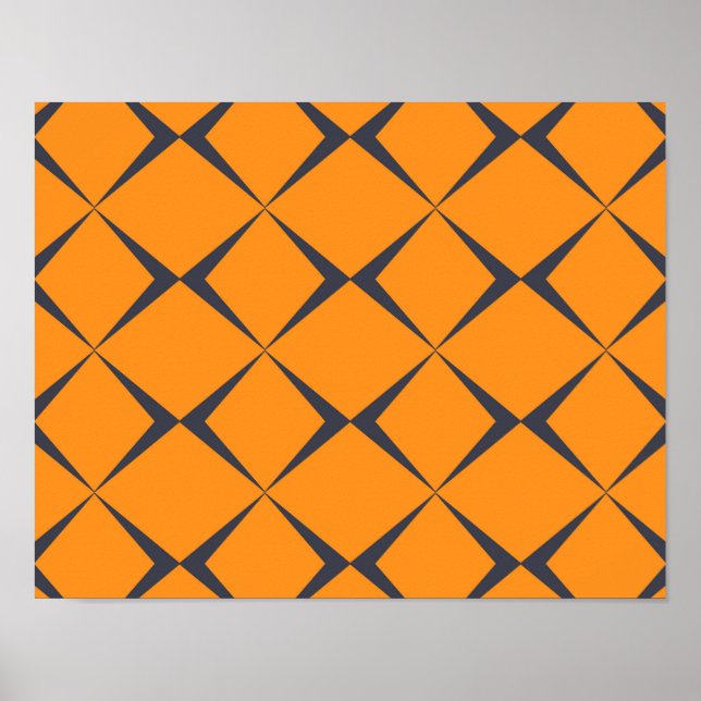 Orange, cool, schlicht, trendig, Zickzack Formen Poster (Vorne)