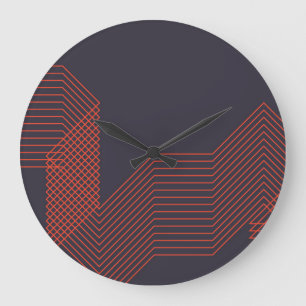 Orange cool simple trendy decorative illustration große wanduhr