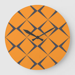 Orange, coole, einfache, trendige, Zickzack Formen Große Wanduhr